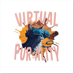 Virtual reality funny cat Posters and Art